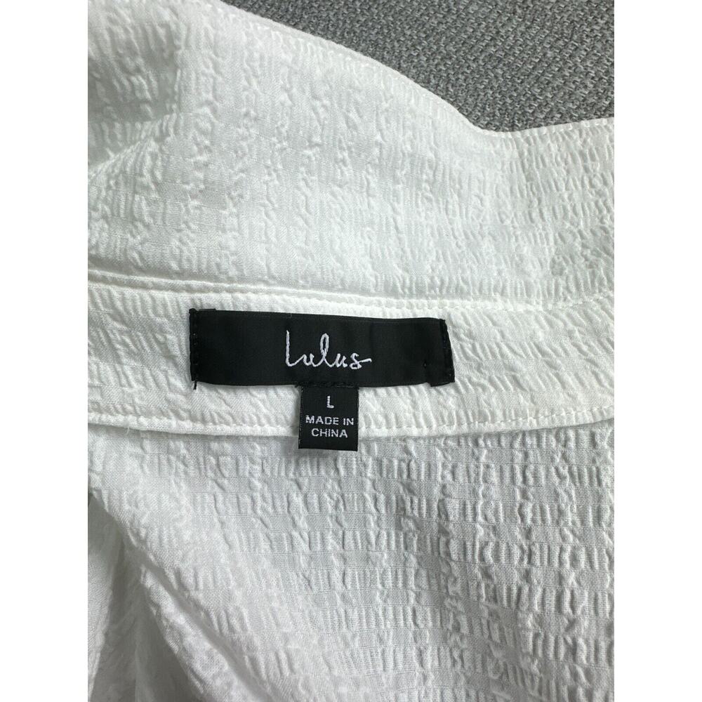 Lulu's Cream Button-Front Midi Dress with Tie Top - Picture 2 of 11